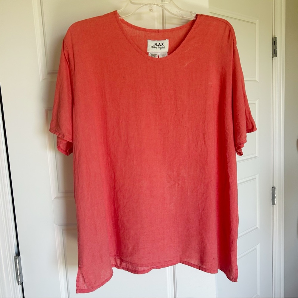 FLAX Lithuanian Linen Tee - Casual Oversized Top Size L